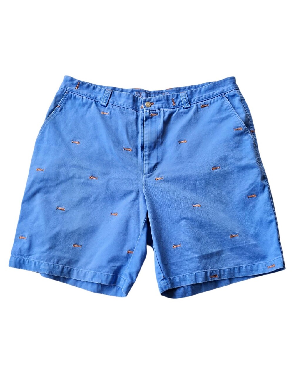 J. McLaughlin Embroidered Cotton Shorts Men's Size 40 Blue w/ Embroidered Fish